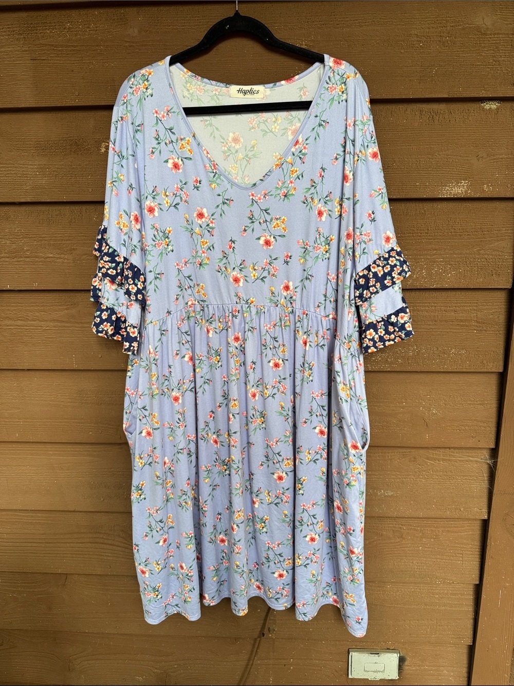 Haptics Floral Midi Dress with Navy Ruffle Sleeves size 3X